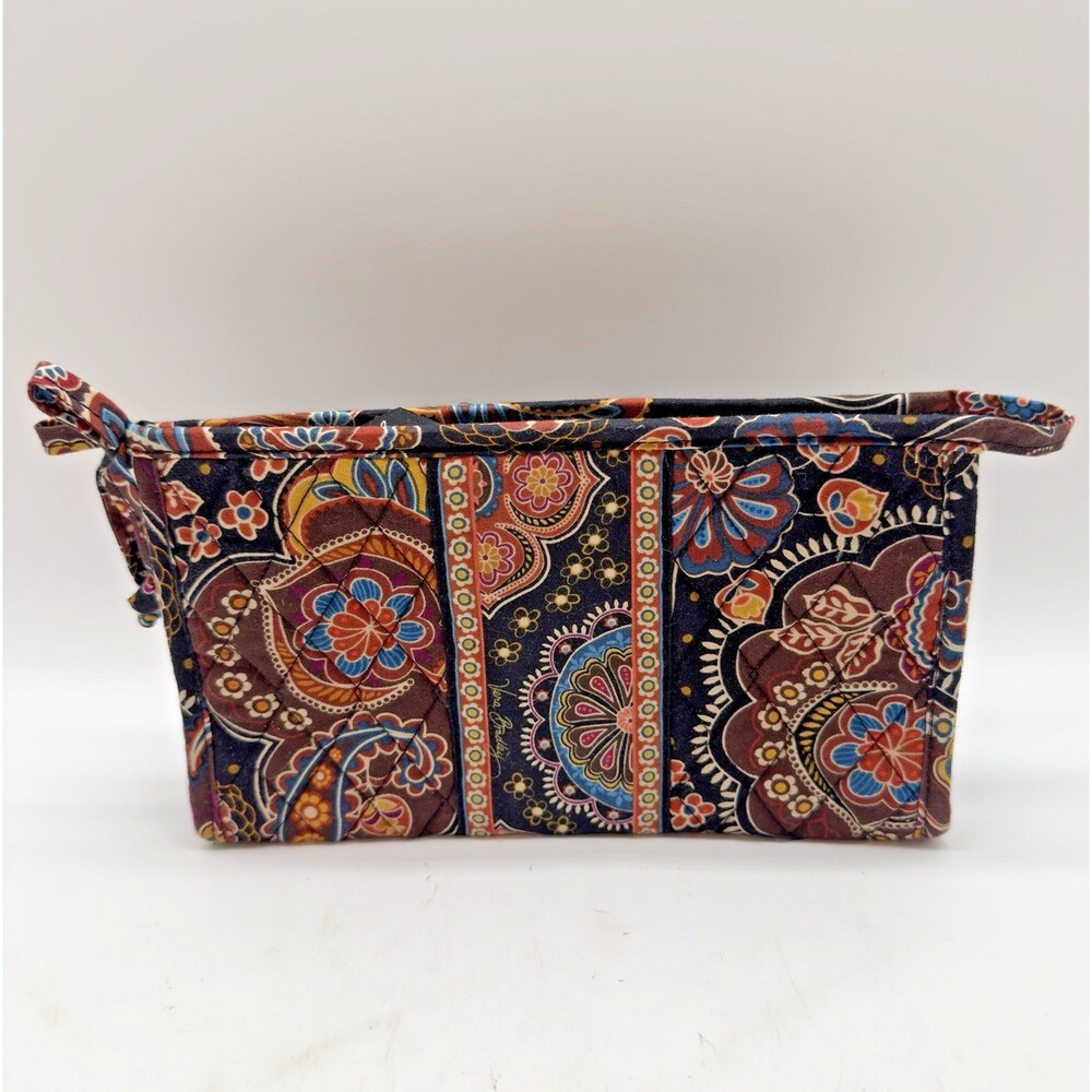 Vera Bradley Medium Bow Kensington Cosmetic Travel Bag Quilted Paisley Retired